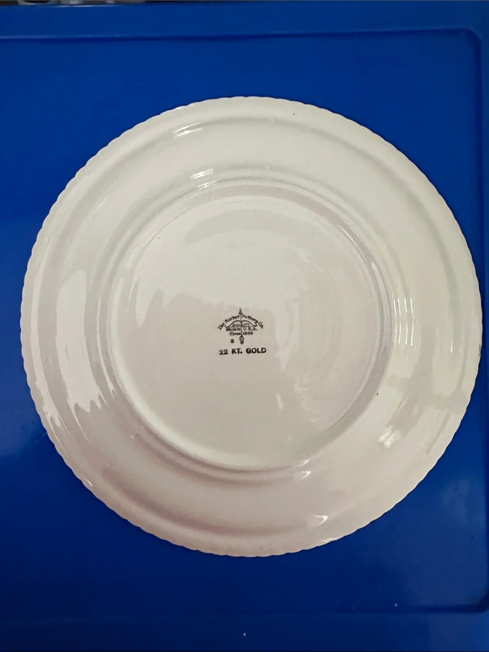 Decorative White Porcelain Serving Plate with Gold Rim and Vintage Scene
